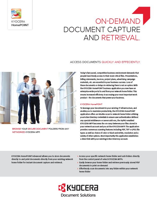 Kyocera, Software, Capture And Distribution, Homepoint Advanced, Rapid Refill